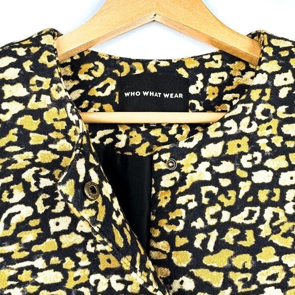 Who What Wear Black Gold Cheetah Leopard Print Blazer Jacket - Picture 3 of 9